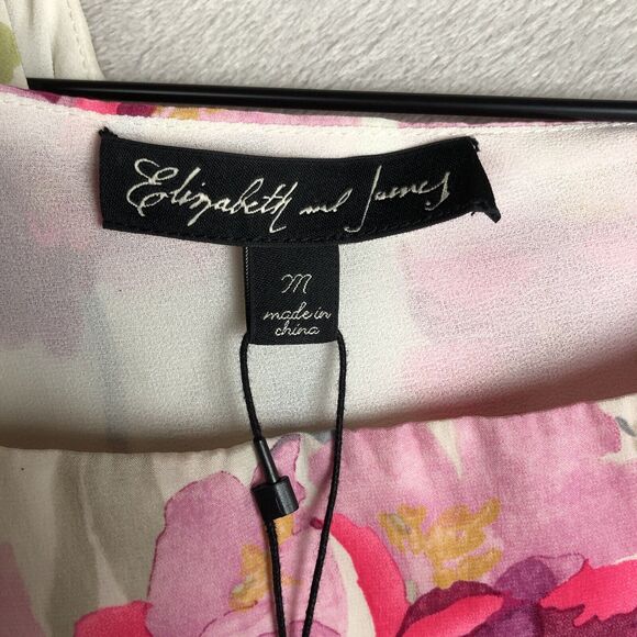 NWT ELIZABETH & JAMES Nora Silk Dress Sz M Floral Asymmetrical Hem Neckline $365 - Picture 6 of 16